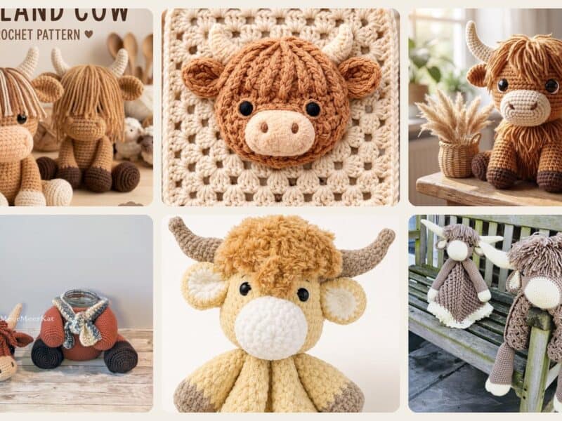 A selection of the crochet patterns in 40 Fluffy Cow Crochet Patterns: Add Cuteness to Every Corner of Your Home!