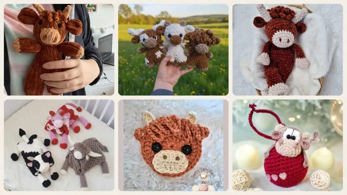 A selection of the sunflower cows patterns in this roundup