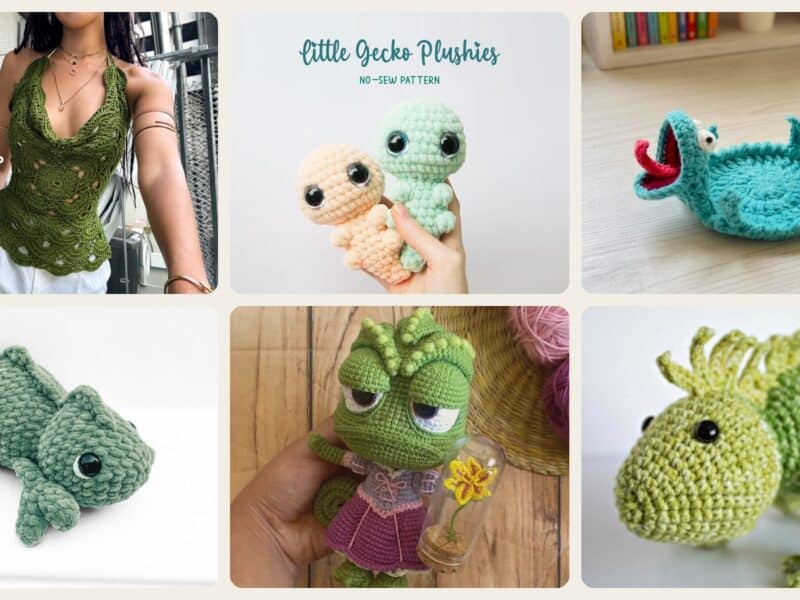 A selection of the crochet patterns in 40 Lizard Crochet Patterns for Amigurumi Fans, Gifts, and Quirky Handmade Decor