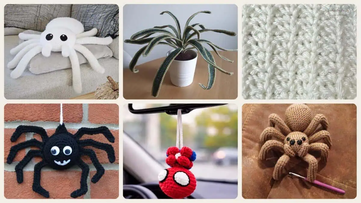 A selection of the crochet patterns in 40 Spider Crochet Patterns for Cute, Creepy, and Giftable Makes