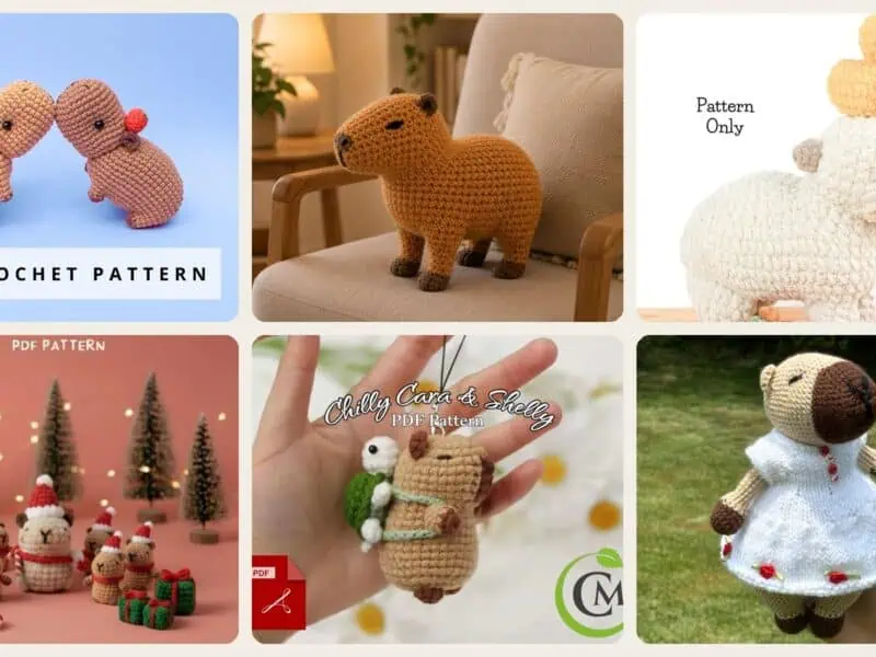 A selection of the crochet patterns in 40 Capybara Crochet Patterns for Cute Amigurumi, Plushies, and Giftable Makes