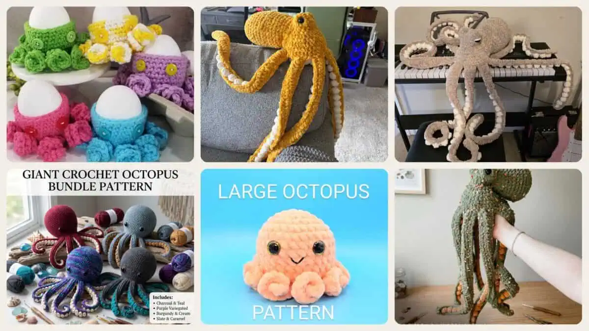A selection of the giant octopuses patterns in this roundup