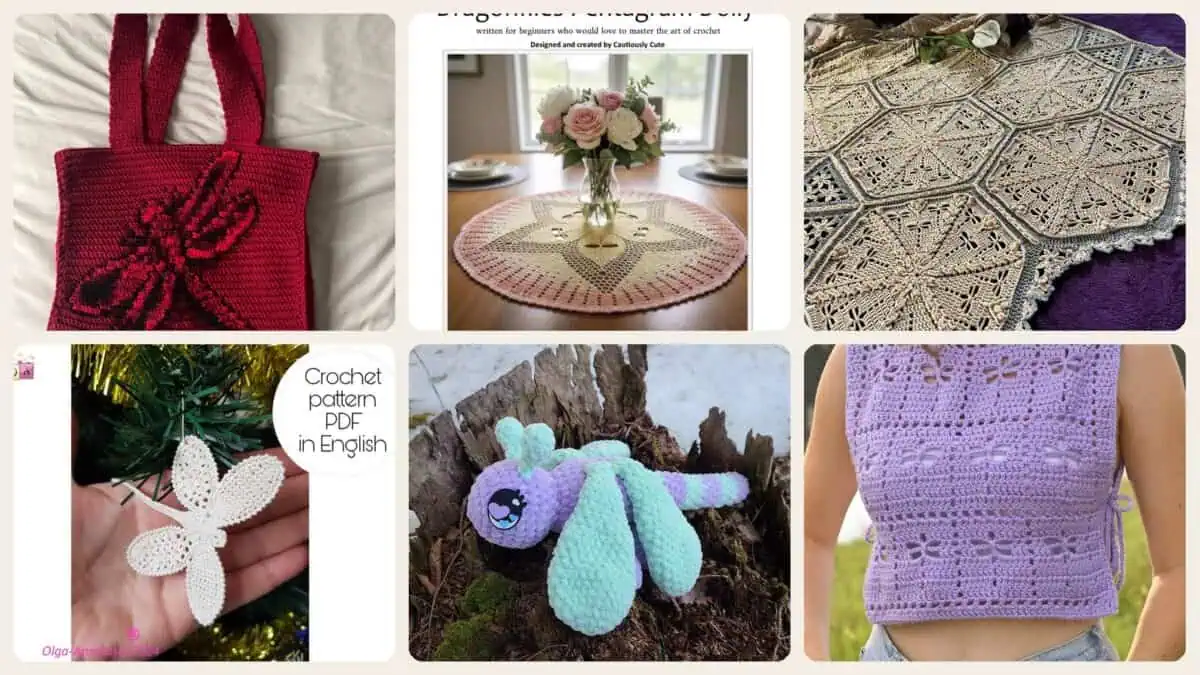 A selection of the crochet patterns in 40 Dragonfly Crochet Patterns: Unlock Your Creative Potential Today!