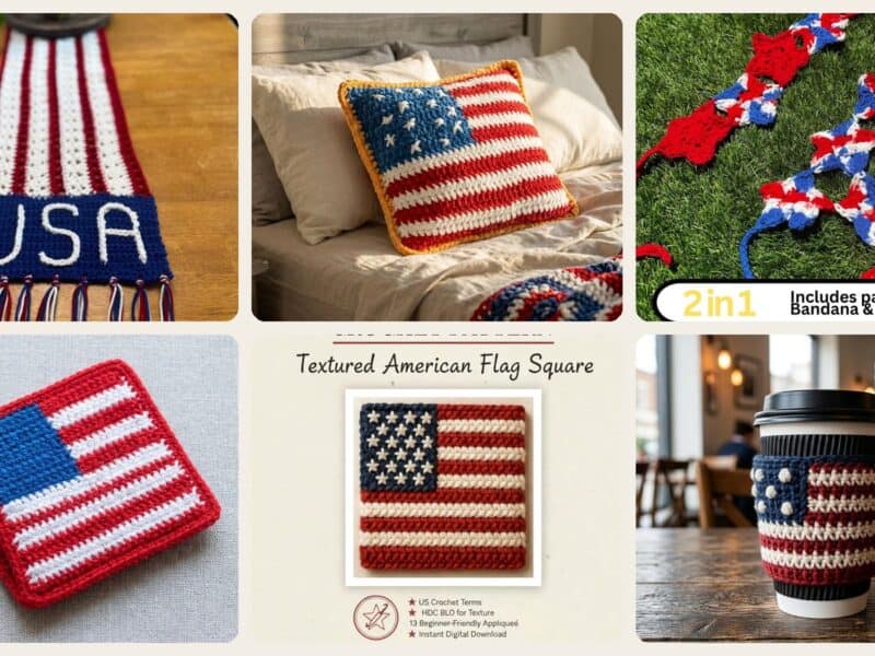 A selection of the crochet patterns in 40 American Flag Crochet Patterns to Show Your Patriotic Style