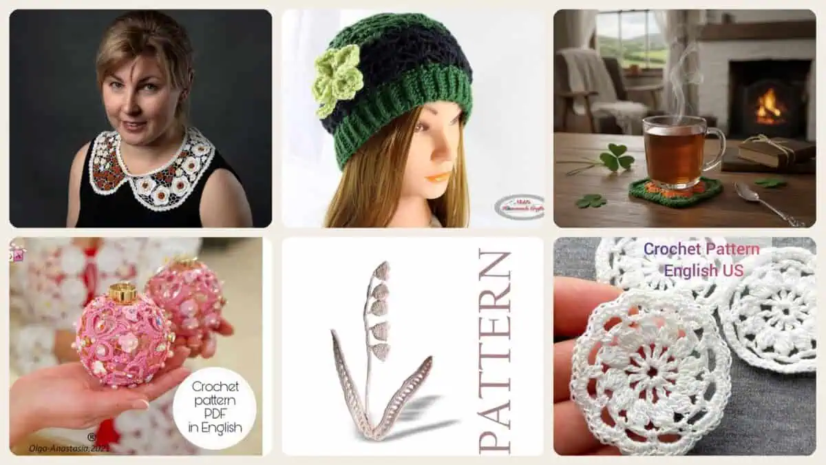 A selection of the crochet patterns in 40 Irish Crochet Patterns: Traditional Motifs, Vintage Lace, and Modern Irish-Inspired...