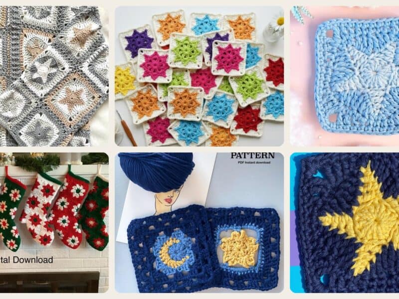 A selection of the crochet patterns in 19 Star Granny Square Crochet Pattern: Unleash Your Inner Artisan Today!