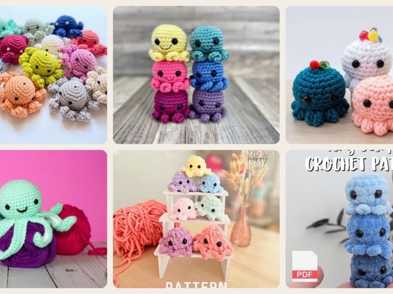 A selection of the crochet patterns in 18 Mini Octopus Crochet Patterns: Delightful Projects for Crafty Sea Lovers