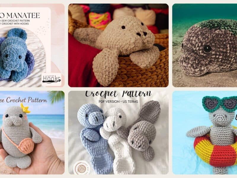 A selection of the crochet patterns in 30 Manatee Crochet Patterns: Adorable Sea Cow Designs for Every Skill Level