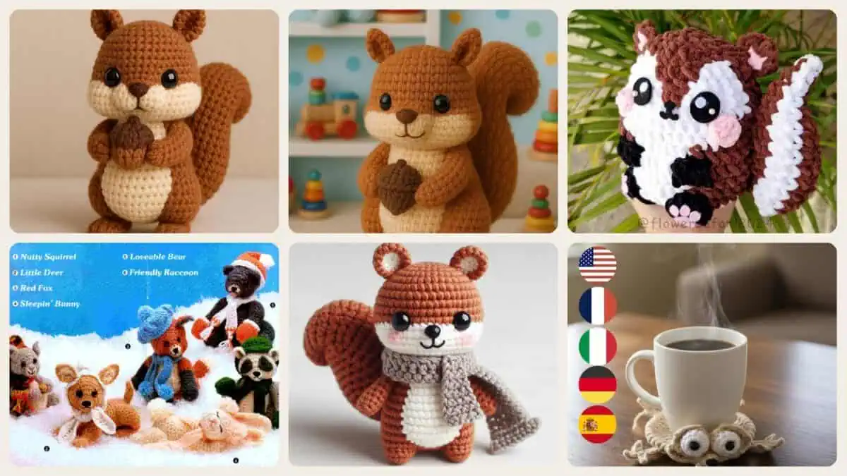 A selection of the crochet patterns in 40 Squirrel Crochet Pattern: Enhance Your Skills With Adorable Designs