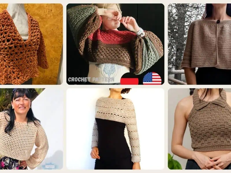 A selection of the crochet patterns in 40 Cropped Sweater Crochet Patterns: Upgrade Your Wardrobe Handmade Style