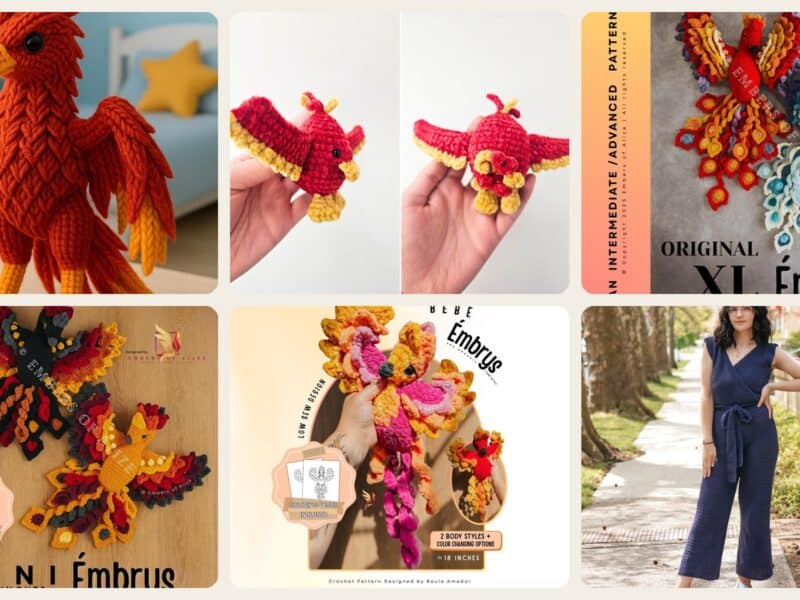 A selection of the crochet patterns in 27 Phoenix Crochet Patterns to Make This Mythical Bird Shine in Yarn