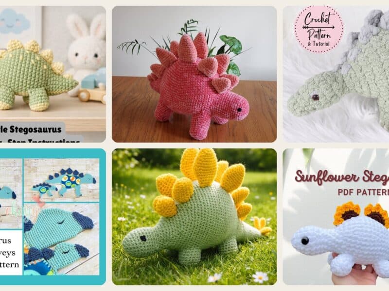 A selection of the crochet patterns in 40 Stegosaurus Crochet Patterns: Unleash Your Creativity with Dinosaur Designs