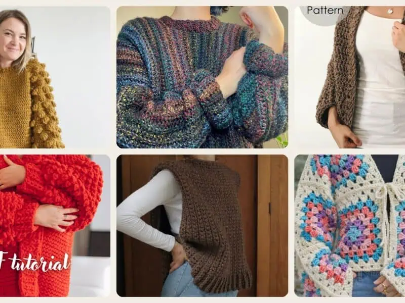 A selection of the crochet patterns in 40 Chunky Sweater Crochet Patterns: Cozy Up with these Easy DIY Designs"