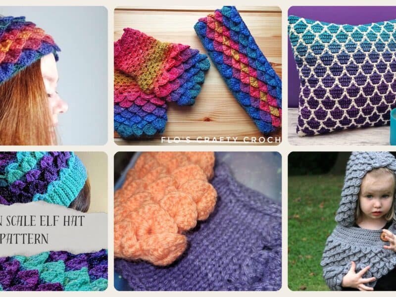 A selection of the crochet patterns in 40 Dragon Scale Crochet Patterns: Unleash Your Creativity with Unique Designs!