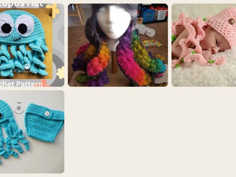 A selection of the crochet patterns in 4 Octopus Hat Crochet Patterns for Playful Sea-Creature Style