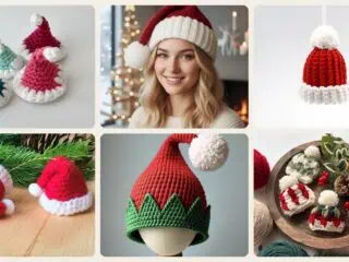A selection of the Christmas tree hats patterns in this roundup