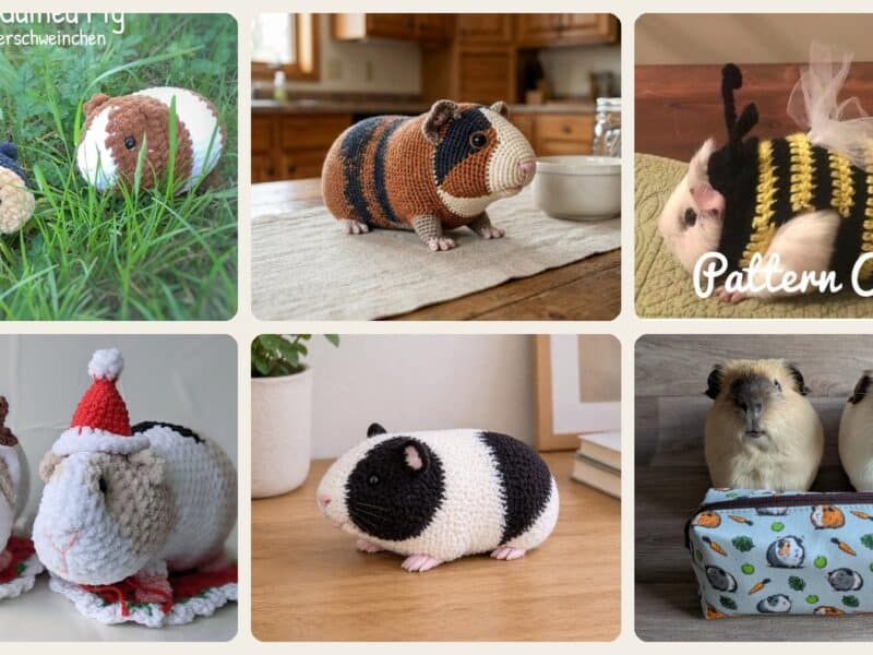 A selection of the crochet patterns in 30 Guinea Pig Crochet Patterns for Cute Amigurumi, Gifts, and Seasonal Makes