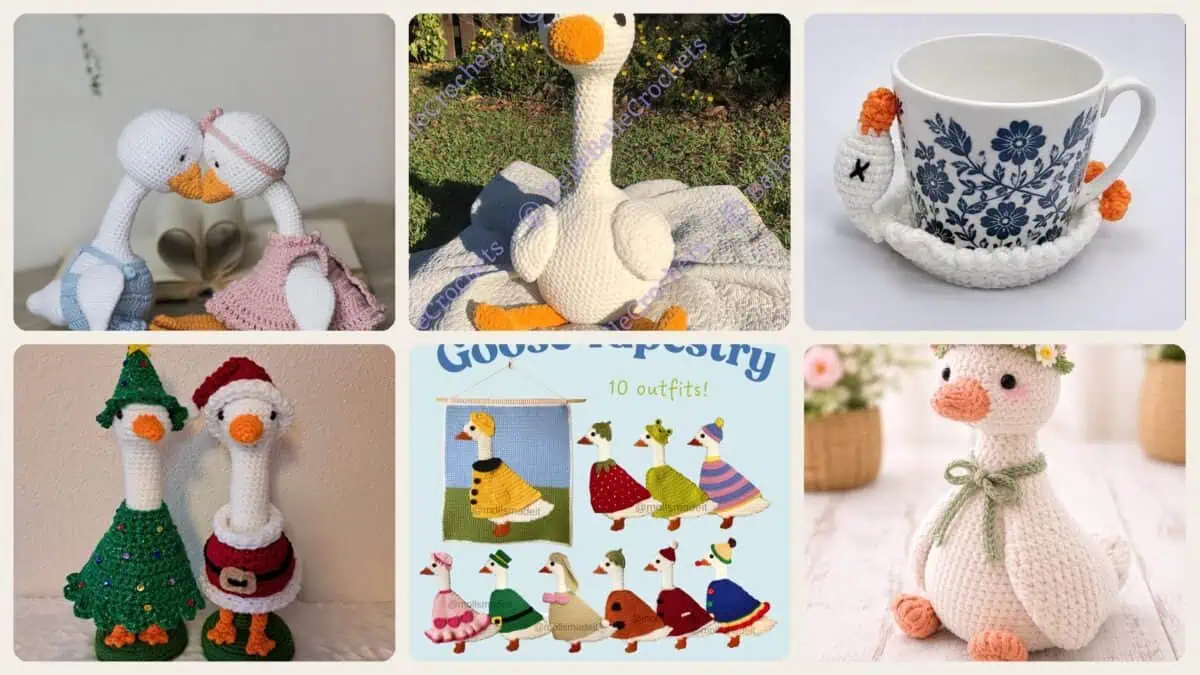 A selection of the crochet patterns in 40 Goose Crochet Patterns: Unleash Your Creativity With These Charming Designs