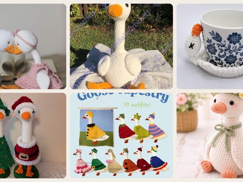A selection of the crochet patterns in 40 Goose Crochet Patterns: Unleash Your Creativity With These Charming Designs