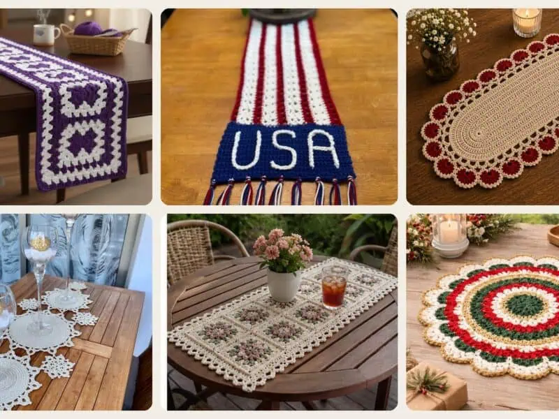 A selection of the crochet patterns in 40 Table Runner Crochet Patterns to Refresh Your Home with Handmade Texture
