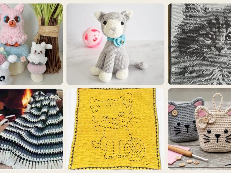 A selection of the crochet patterns in 35 Kitten Crochet Patterns for Adorable Cats, Fantasy Kittens, and Quick Amigurumi Makes