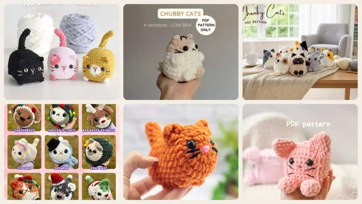 A selection of the crochet patterns in 40 Fat Cat Crochet Patterns: Unleash Your Creativity and Craft Skills!