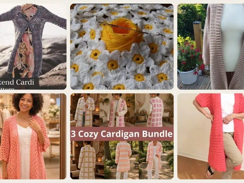 A selection of the crochet patterns in 40 Long Cardigan Crochet Patterns for Stylish Layers in Every Season