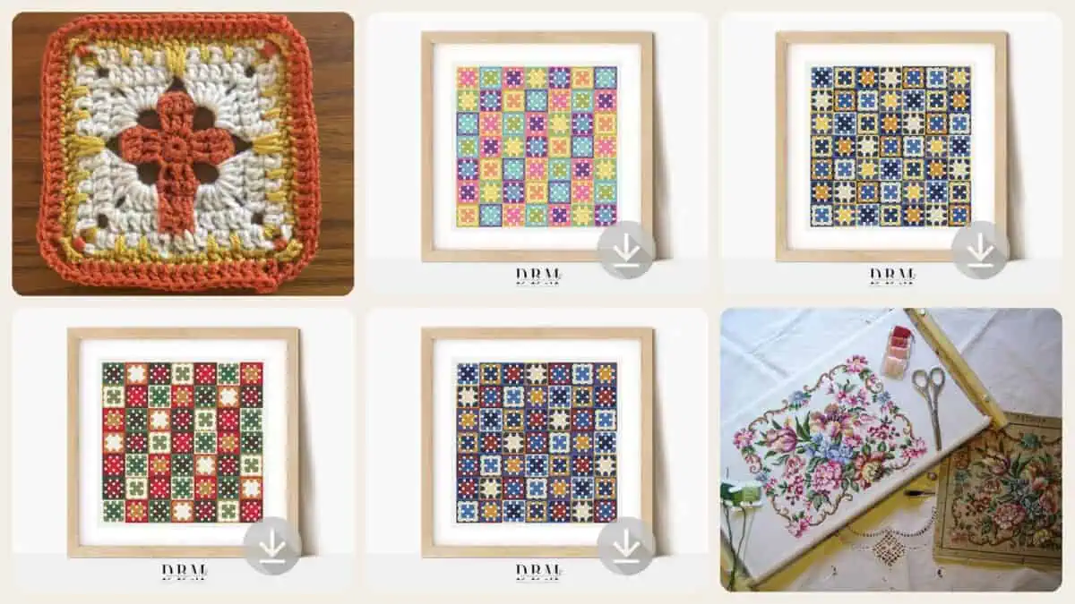 A selection of the crochet patterns in 40 Cross Crochet Patterns: Elegant, Meaningful Designs for Bookmarks, Afghans, and Gifts