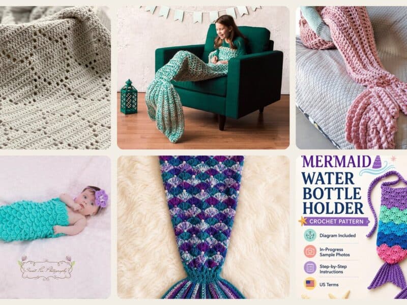 A selection of the crochet patterns in 40 Mermaid Tail Crochet Patterns: Create Magical Gifts for All Ages