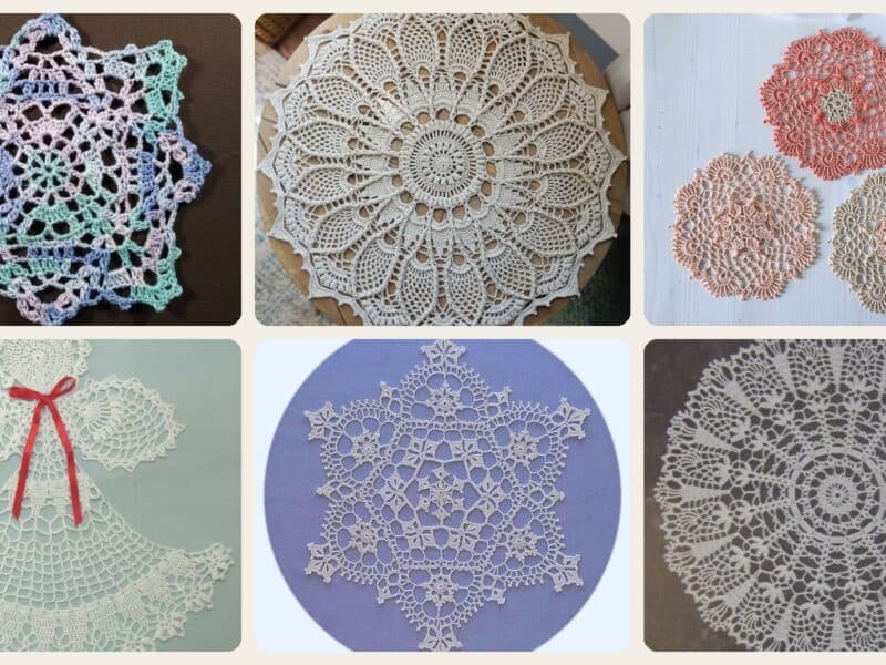A selection of the crochet patterns in 40 Doily Crochet Patterns for Elegant Handmade Home Decor
