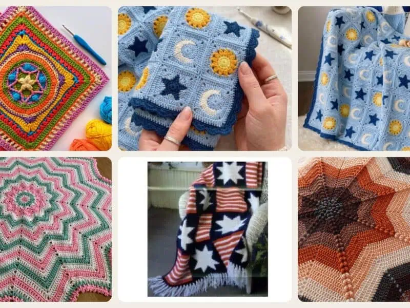 A selection of the crochet patterns in 40 Star Blanket Crochet Pattern: Create Cozy Heirlooms for Your Loved Ones