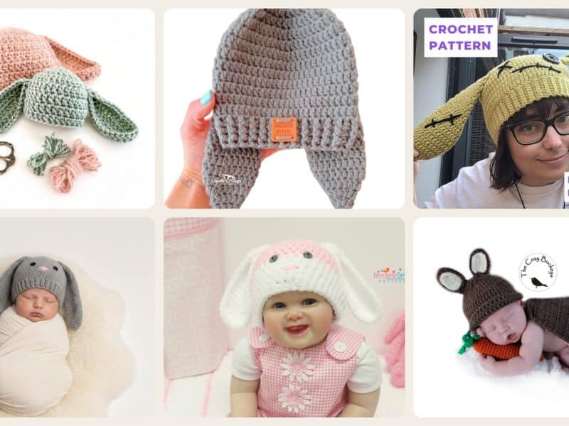A selection of the crochet patterns in 40 Bunny Beanie Crochet Patterns: Perfect for Every Skill Level and Season!