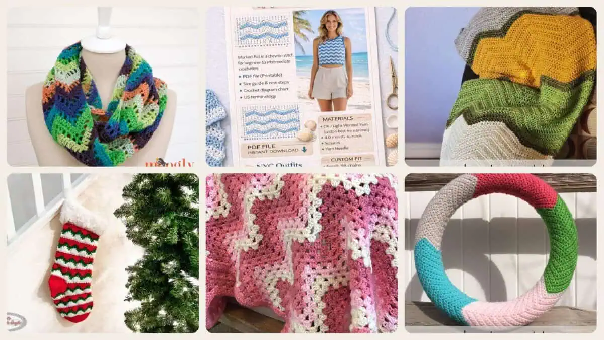 A selection of the crochet patterns in 40 Sharp Chevron Crochet Pattern: Master the Zigzag with Ease