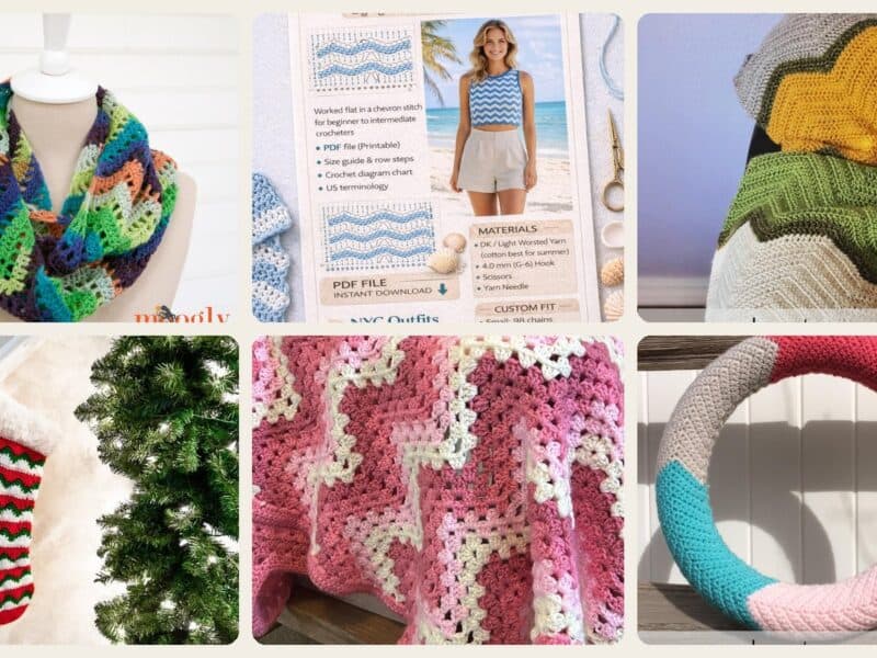 A selection of the crochet patterns in 40 Sharp Chevron Crochet Pattern: Master the Zigzag with Ease