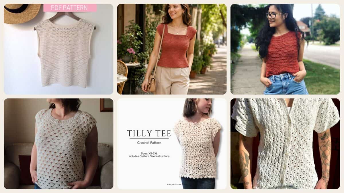 A selection of the crochet patterns in 40 Summer Top Crochet Patterns: Chic Styles for Warm-Weather Dressing