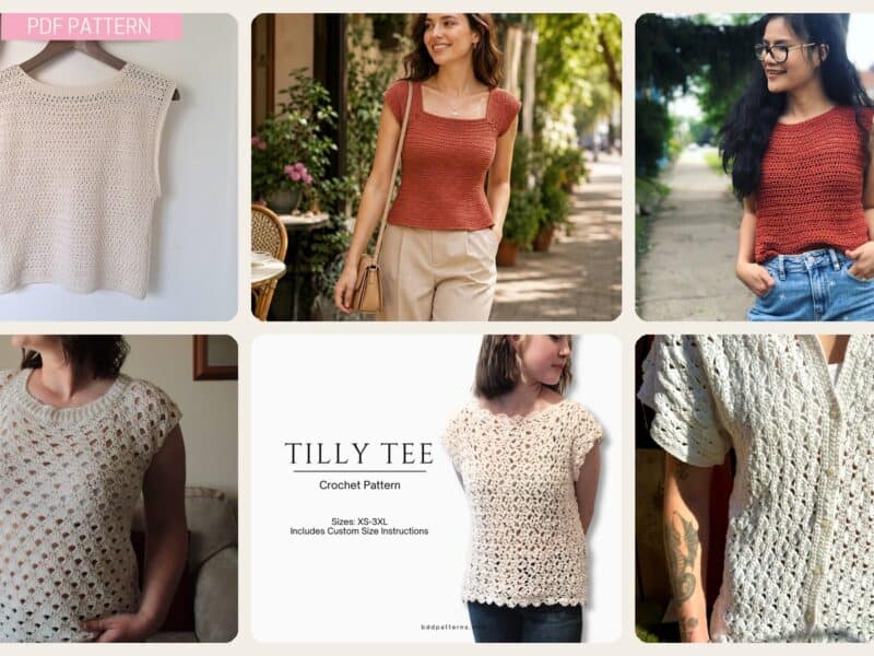 A selection of the crochet patterns in 40 Summer Top Crochet Patterns: Chic Styles for Warm-Weather Dressing