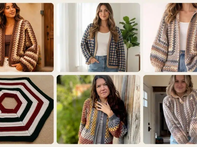 A selection of the crochet patterns in 40 Hexi Cardigan Crochet Pattern: Enhance Your Skills with Unique Designs