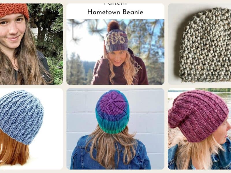 A selection of the crochet patterns in 40 Beanie Hat Crochet Patterns: Upgrade Your Style Game Today!