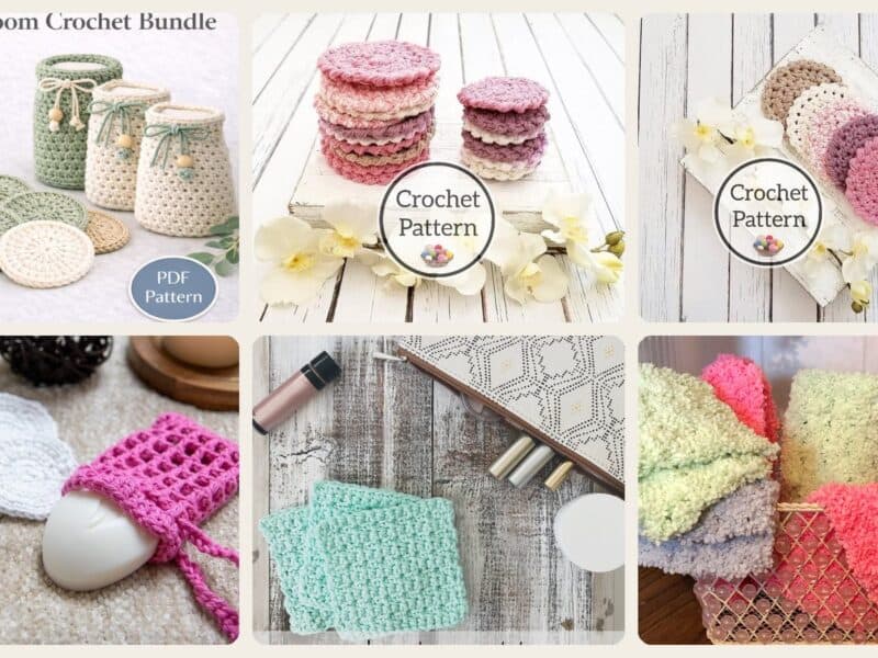 A selection of the crochet patterns in 40 Face Scrubbies Crochet Patterns for Reusable Skincare Routines