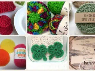 A selection of the crochet patterns in 9 Dish Scrubber Crochet Patterns for a Practical, Eco-Friendly Kitchen