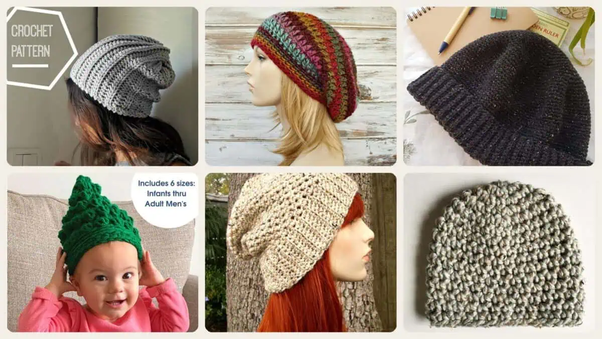 A selection of the crochet patterns in 40 Men's Hat Crochet Patterns: Unleash Your Creativity with Unique Styles