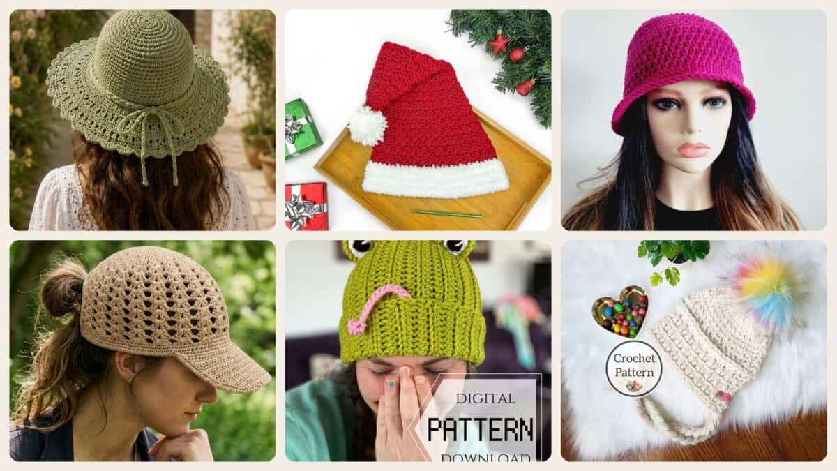 A selection of the hat patterns in this roundup