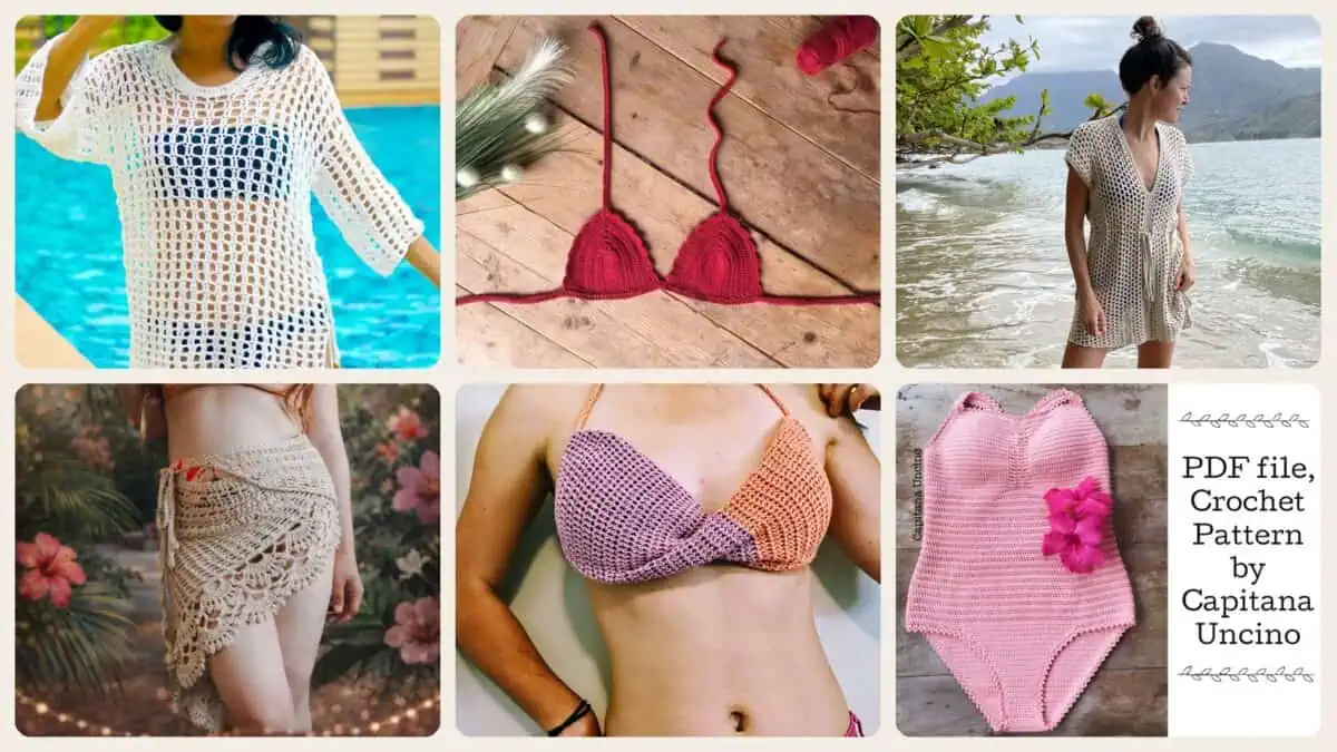 A selection of the crochet patterns in 34 Most Beautiful Crochet Swimsuits that are Stylish and Fun