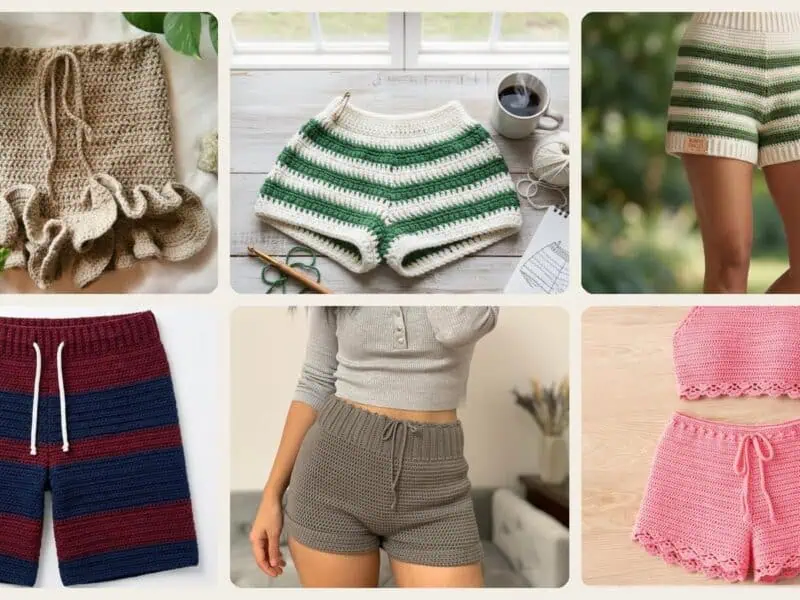 A selection of the crochet patterns in 40 Women’s Crochet Shorts Patterns To Make Before Summer Hits