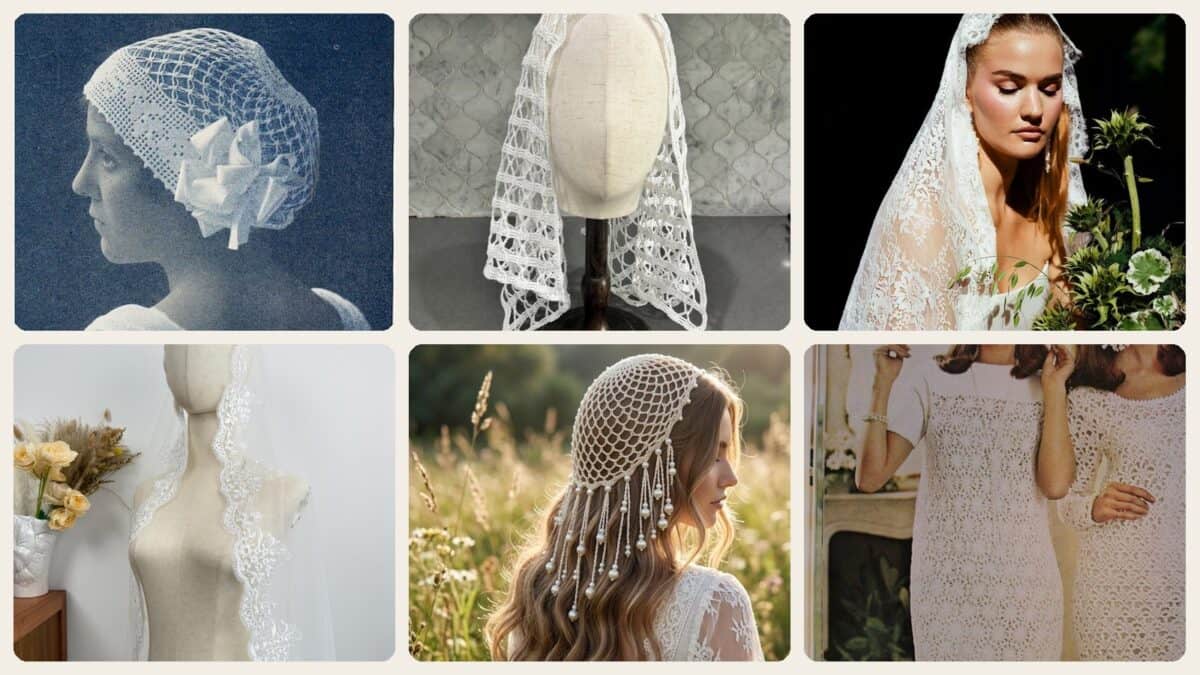 A selection of the wedding veils patterns in this roundup