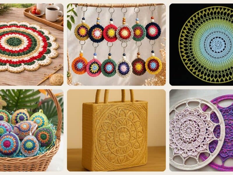 A selection of the crochet patterns in 40 Best Crochet Mandala Patterns