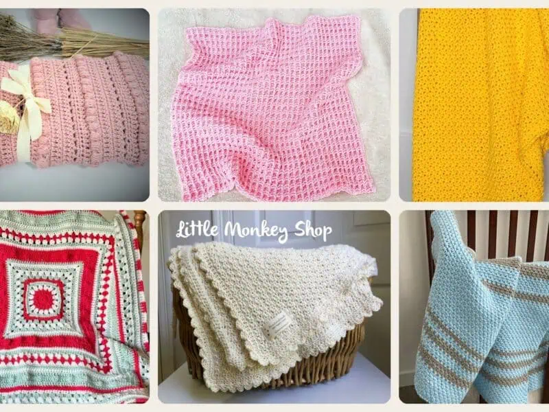 A selection of the crochet patterns in 40 Beautiful Crochet Baby Blanket Patterns You Must See, From Easy Textures to Heirloom...