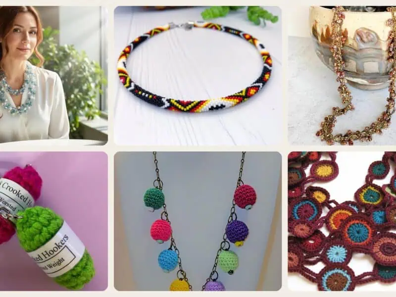 A selection of the chain link necklaces patterns in this roundup