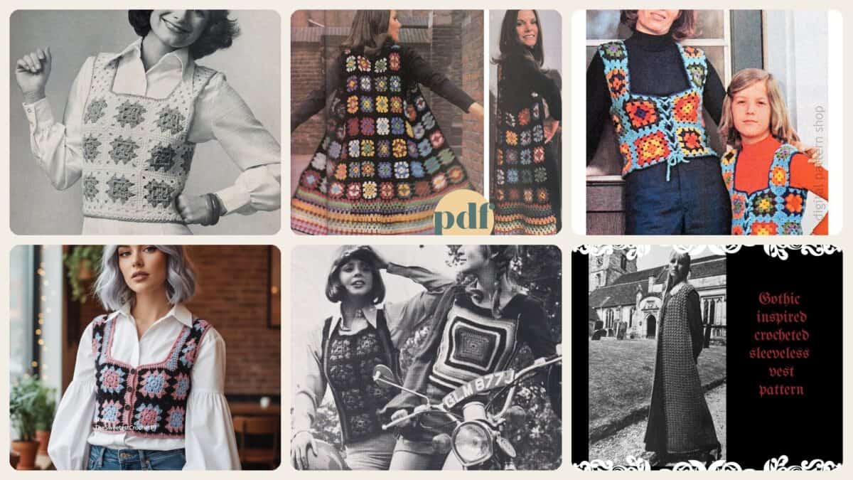 A selection of the crochet patterns in 9 Amazing 1970s Style Crochet Patterns We Should Bring Back