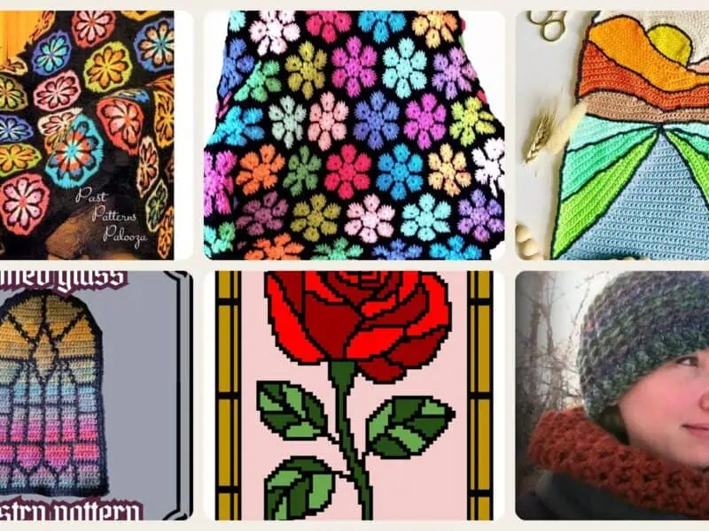 A selection of the crochet patterns in 22 Stained Glass Crochet Patterns for Colorful Blankets, Squares, and More